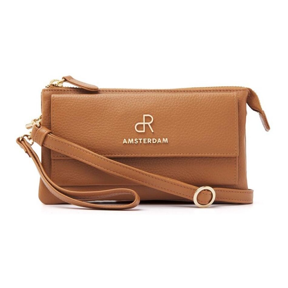 De Rooy dR Amsterdam Mint Schouderstas / Clutch cognac | Wennekes.nl