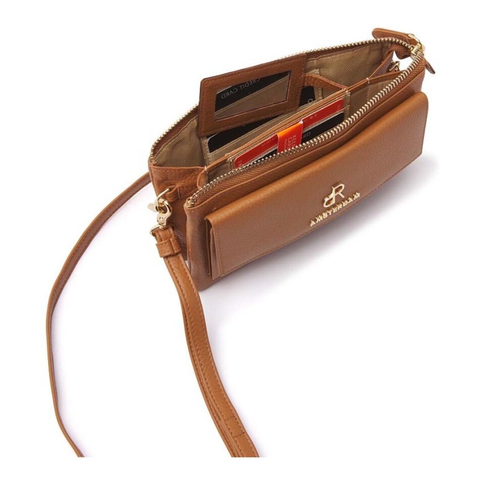 De Rooy dR Amsterdam Mint Schouderstas / Clutch cognac | Wennekes.nl