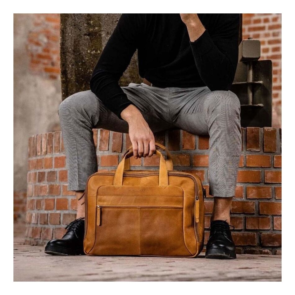 The Chesterfield Brand Laptoptas Groot 17 inch Ryan cognac | Wennekes.nl