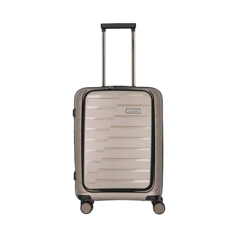 Travelite Air Base 4W Trolley S with Front Pocket champagne | Wennekes.nl