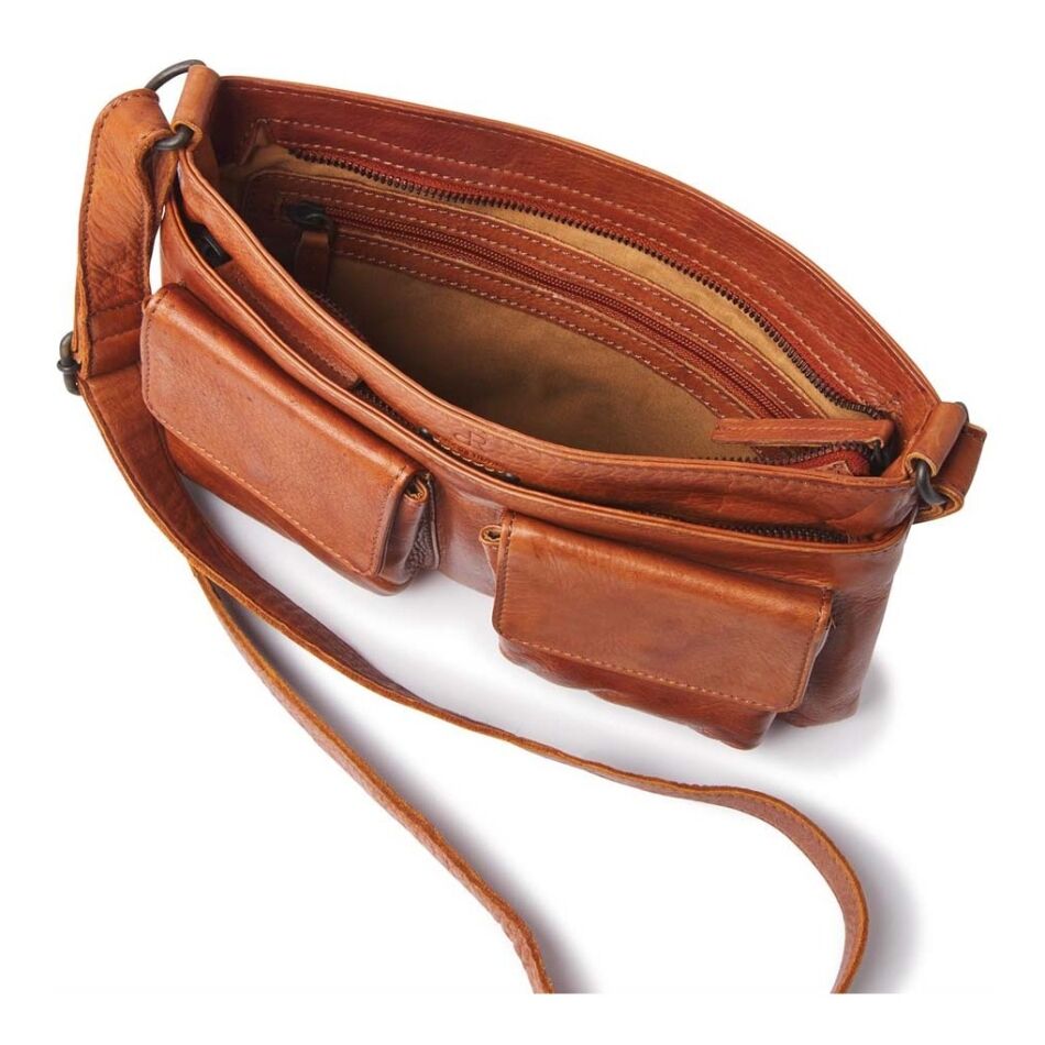 De Rooy dR Amsterdam Tampa Schoudertas cognac | Wennekes.nl