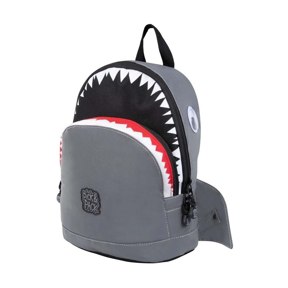Pick & Pack Shark Shape Reflecting Backpack S grijs | Wennekes.nl