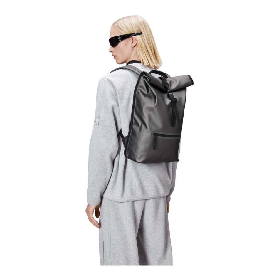 Rains Rolltop Rucksack W3 Metallic Grey | Wennekes