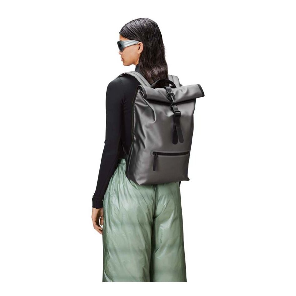 Rains Rolltop Rucksack W3 Metallic Grey | Wennekes